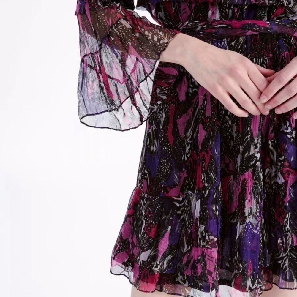 IRO Clash Sheer Ruffle Dress Purple - Picture 5 of 17